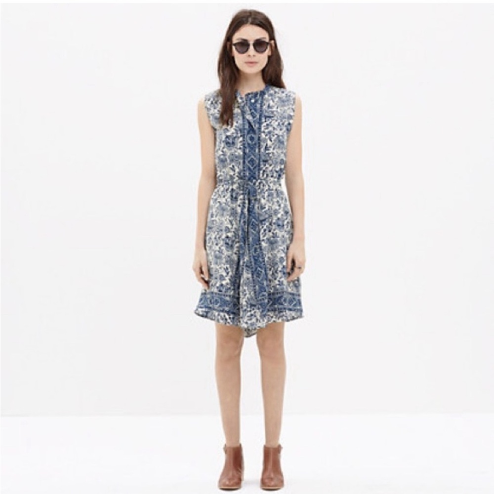 Madewell silk journey shirt dress porcelain floral
